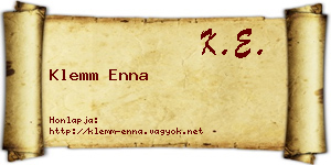 Klemm Enna névjegykártya